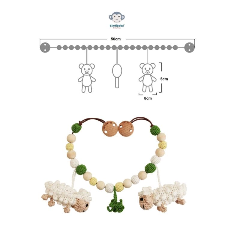 12194-Gehaekelte-Kinderwagenkette-Schaf-DOLLY-Groesse ehäkelte Kinderwagenkette Schaf DOLLY - Größe