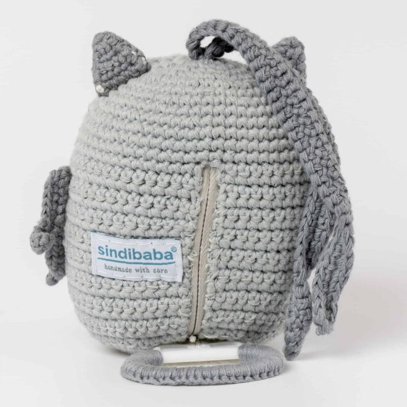 12361-Gehaekelte-Spieluhr-Eule-LUNA-in-Grau-von-hinten Gehäkelte Spieluhr Eule LUNA in Grau - von vorne