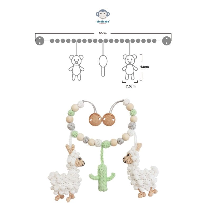 12489-Gehaekelte-Kinderwagenkette-Lama-LUKE-Bio-Abmessungen 12489-Gehaekelte-Kinderwagenkette-Lama-LUKE-Bio-Abmessungen