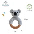 Infographic showing height and width dimensions of the koala ring rattle, front view