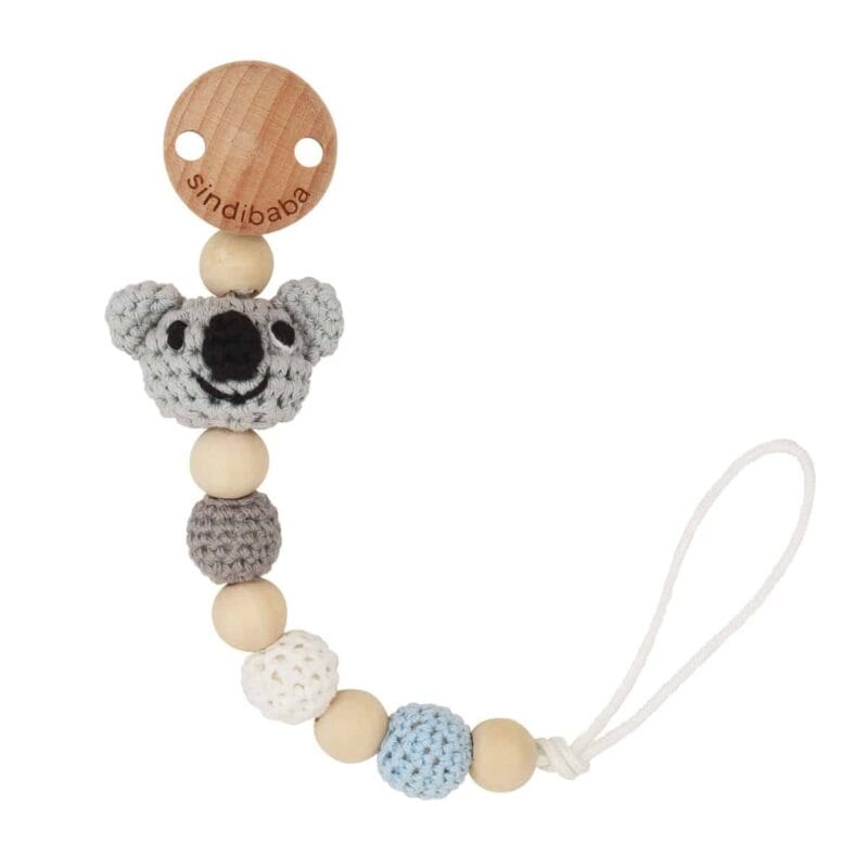 Gehäkelte Schnullerkette mit Namen - Koala COCO