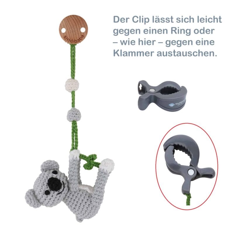 12501-Gehaekeltes-Kinderwagenspielzeug-Koala-COCO-Clip-mit-Klammer-ersetzen Gehäkeltes Kinderwagenspielzeug Koala COCO - Clip mit Klammer ersetzen