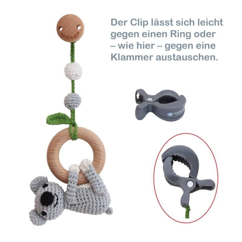 12524-Gehaekelter-Spielbogenanhaenger-Koala-COCO-Clip-gegen-Klammer-austauschen Gehäkelter Spielbogenanhänger Koala COCO - Clip gegen Klammer austauschen