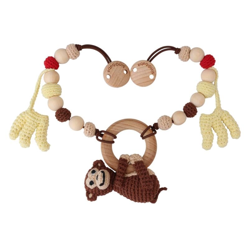 Gehäkelte Kinderwagenkette Affe CHARLIE (4-in-1) Bio