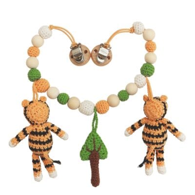 Gehäkelte Kinderwagenkette Tiger TONI - Rückseite