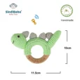 Infographic showing dimensions and product information for the Dinosaur DINO rattle ring