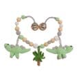 Gehäkelte Kinderwagenkette Dinosaurier DINO in Mint - Rückseite
