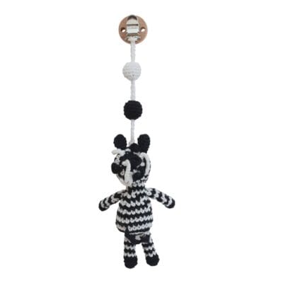 Gehäkelter Spielbogen-Anhänger Zebra STRIPEY Bio - von hinten
