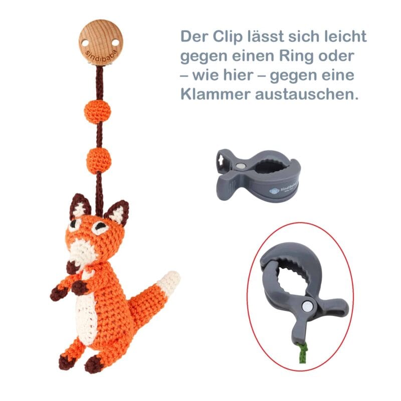 12479-Gehaekelter-Spielbogenanhaenger-Fuchs-FRED Gehäkelter Spielbogenanhänger Fuchs FRED