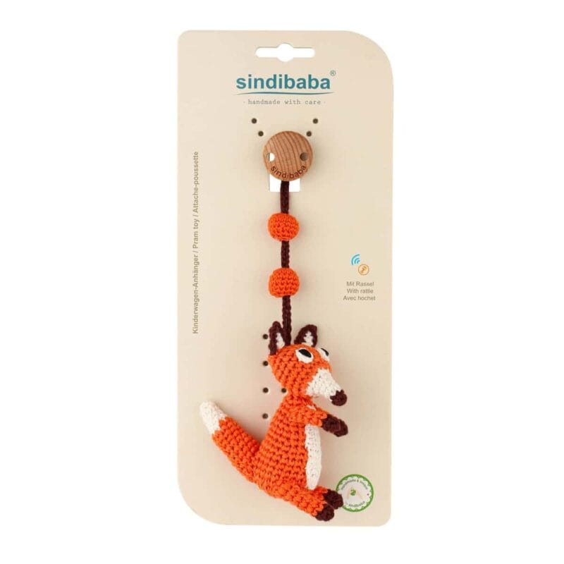 12479-Gehakelter-Kinderwagenanhanger-Fuchs-FRED-mit-Verpackung Gehäkelter Kinderwagenanhänger Fuchs FRED mit Verpackung