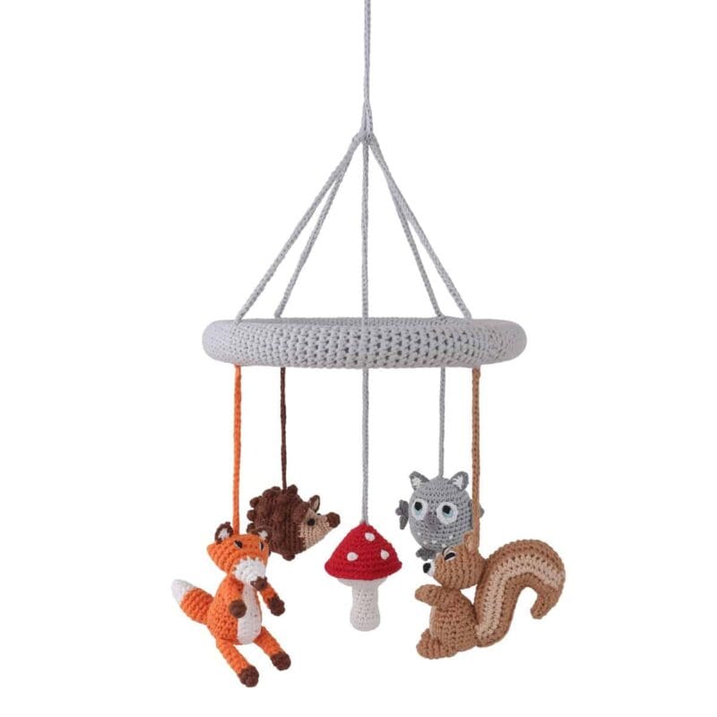 12494-Gehaekeltes-Baby-Mobile-WALDTIERE-2- Gehäkeltes Baby-Mobile WALDTIERE 2 von Sindibaba
