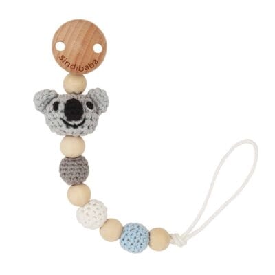 Gehäkelte Schnullerkette mit Namen - Koala COCO