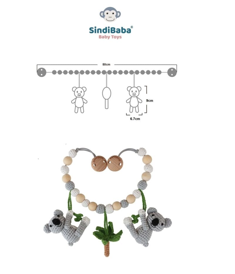 12502-Gehaekelte-Kinderwagenkette-Koala-COCO-Bio-Abmessungen Gehäkelte Kinderwagenkette Koala COCO Bio - Abmessungen