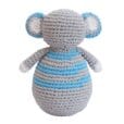 Gehäkeltes Stehaufmännchen Elefant JUMBO in Blau - rückseitig