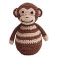 Gehäkeltes Stehaufmännchen Affe CHARLIE in Braun (Bio) - vorderseitig