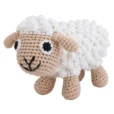 Handcrafted crochet cuddly toy sheep DOLLY made from organic cotton, front angle view