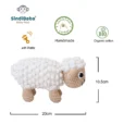 Crochet cuddly toy sheep DOLLY made from organic cotton with size information and feature icons