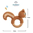 Infographic showing dimensions and product information for the Squirrel NUTTY rattle ring
