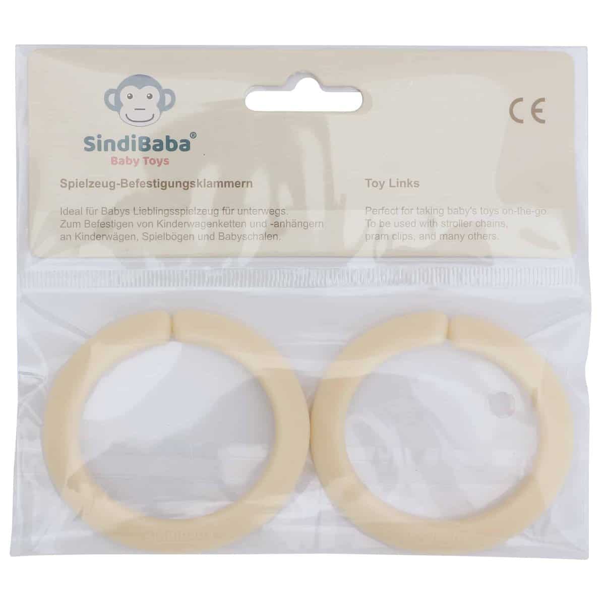 Spielzeug Befestigungsringe in Beige in Verpackung - 2er Set