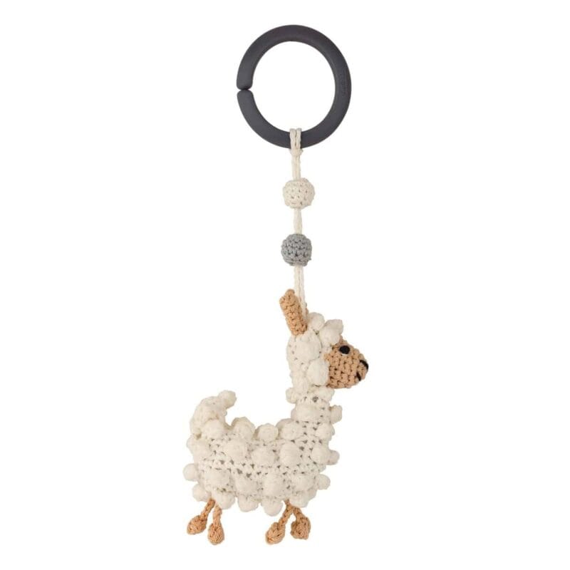 Gehaekelter-Kinderwagenanhaenger-Lama-LUKE-Bio-mit-Ring-12488 Gehäkelter Kinderwagenanhänger Lama LUKE (Bio, mit Ring)