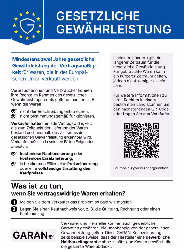 EU-Gewährleistungslabel für Verbraucher