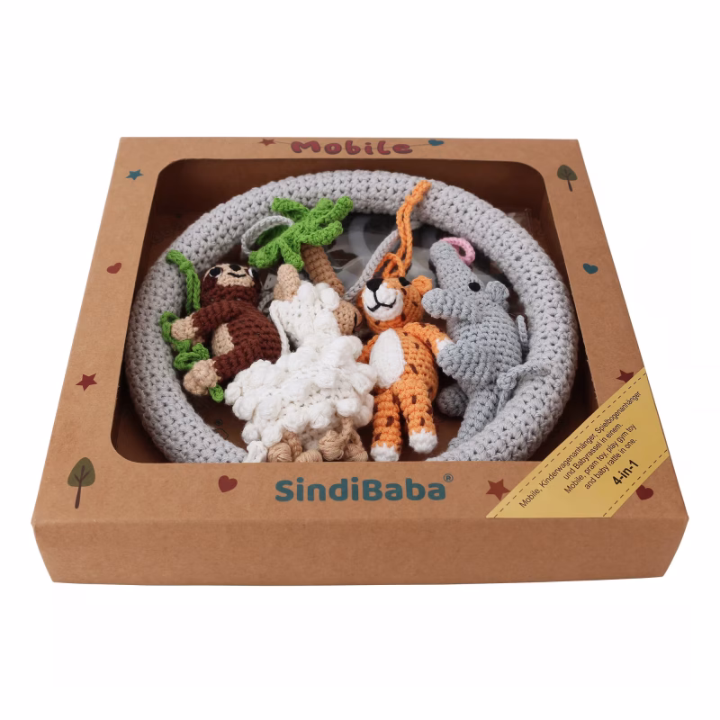 12549-baby-mobile-south-america-packaging-front Crochet baby mobile SOUTH AMERICA inside the opened premium gift packaging box without transparent cover